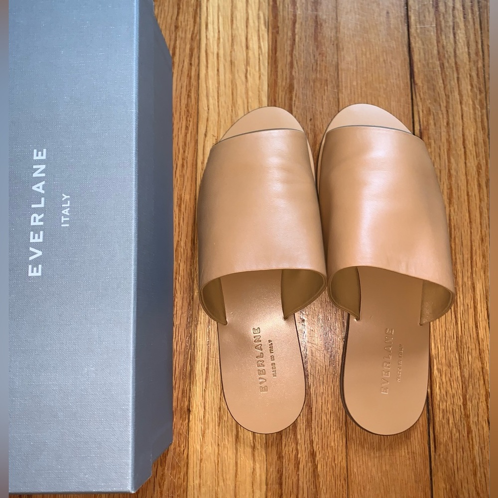HTF! EVERLANE Day Slide Sandals in Nude 7.5 Tan Leather - Picture 3 of 11